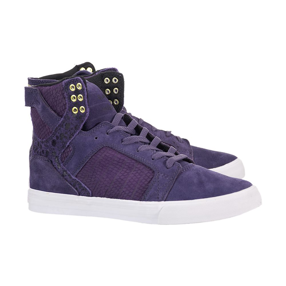 Baskets Montantes Supra SkyTop Violette Purple/Gold-White Homme | SFK-48406829